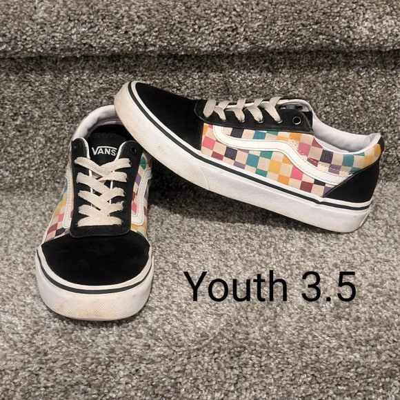 Vans Kids Shoes - Black and Multicolor Checkered - Picture 1 of 5